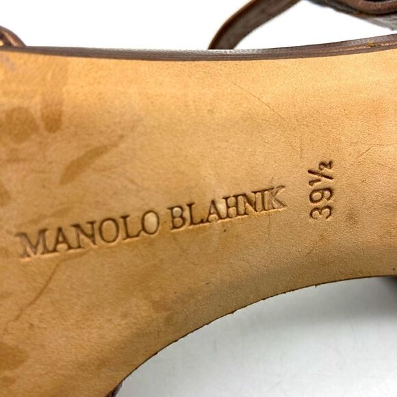 Manolo Blahnik Bronze Sequin/Leather Heels Size 39,5/9,5 - Picture 11 of 12